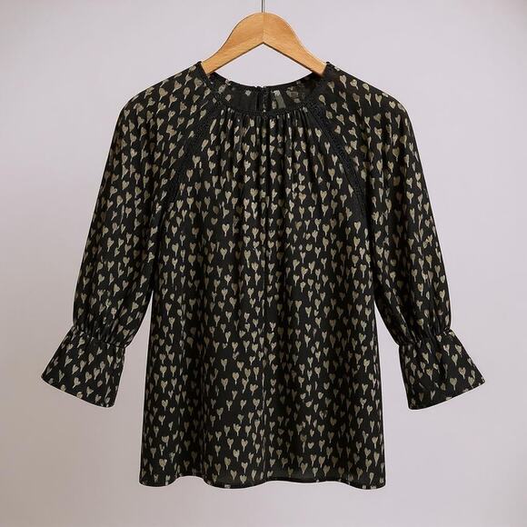 Reiss Reema Black Long Sleeve Blouse Minimalist Button Front Top - Size 0 - Picture 1 of 12